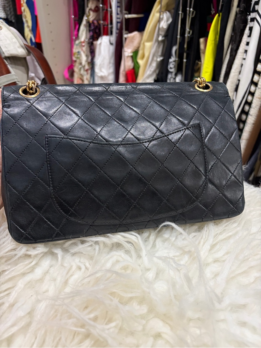 CHANEL Black Quilted Double Flap Shoulder Bag with Gold Hardware - Picture 5 of 12
